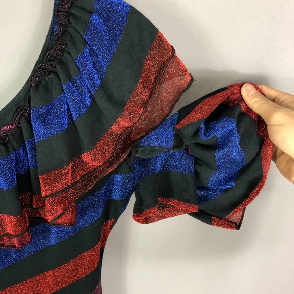 Diesel Womens One Shoulder Striped Sparkle Shimmer Ruffle Party Dress Si… - Picture 7 of 13